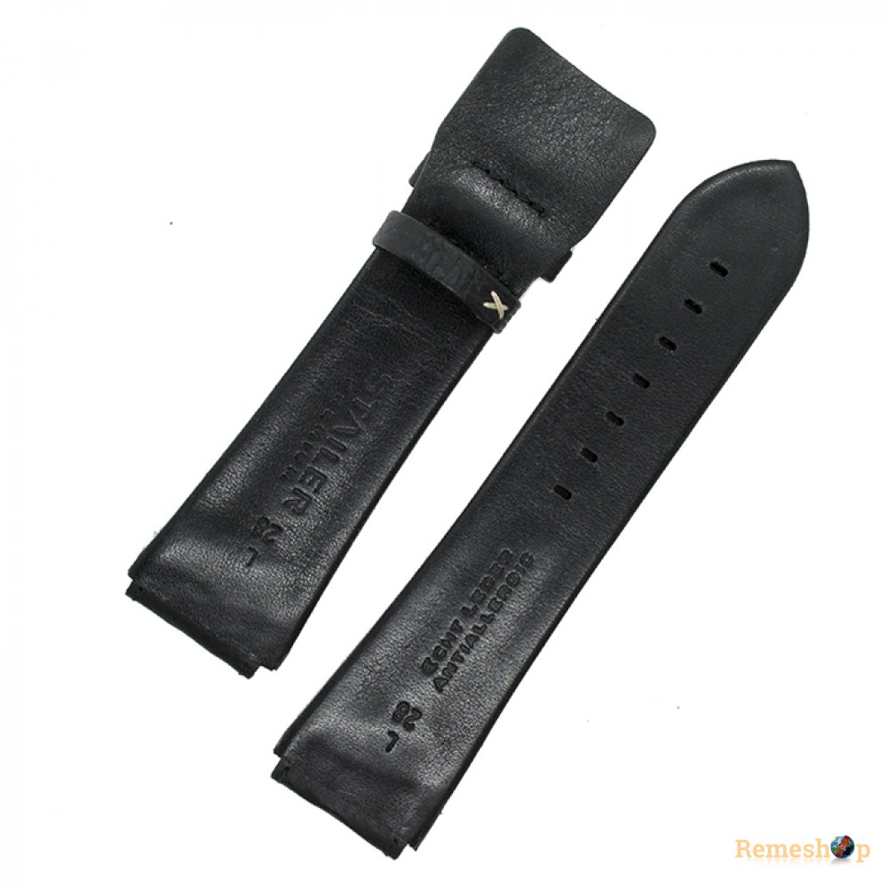 Ремешок кожаный Stailer PremiumN4951 черный 24 мм