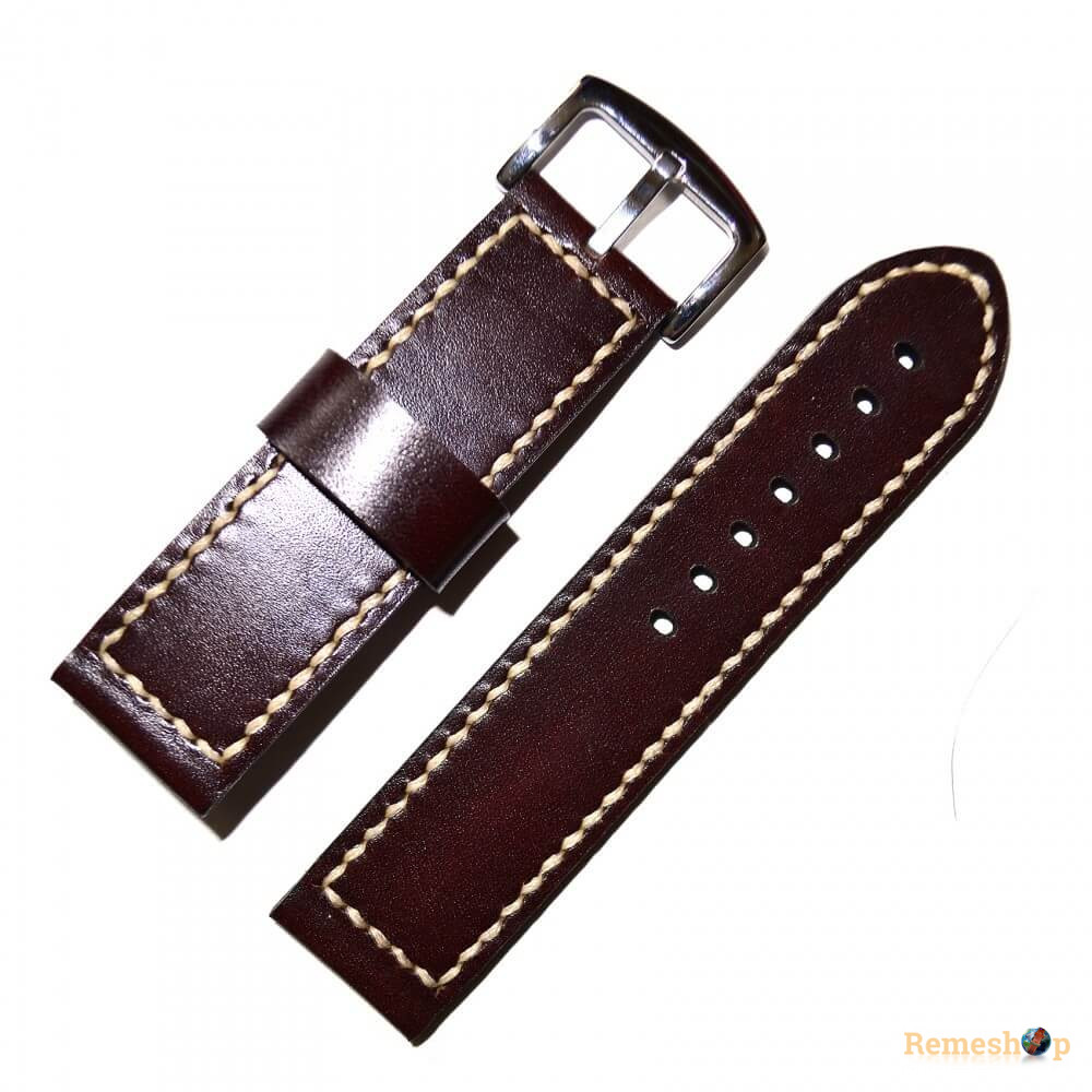 Ремешок кожаный Remeshop® «HAND MADE» 3910 коричневый темный 22 мм