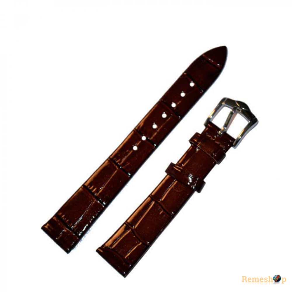 Ремешок кожаный Slava® CL-8609 коричневый темный 16 мм
