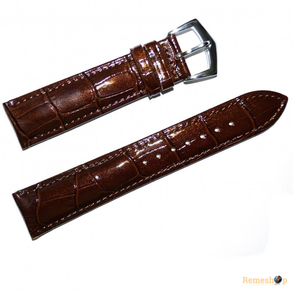 Ремешок кожаный Slava® 3779 коричневый темный 18 мм