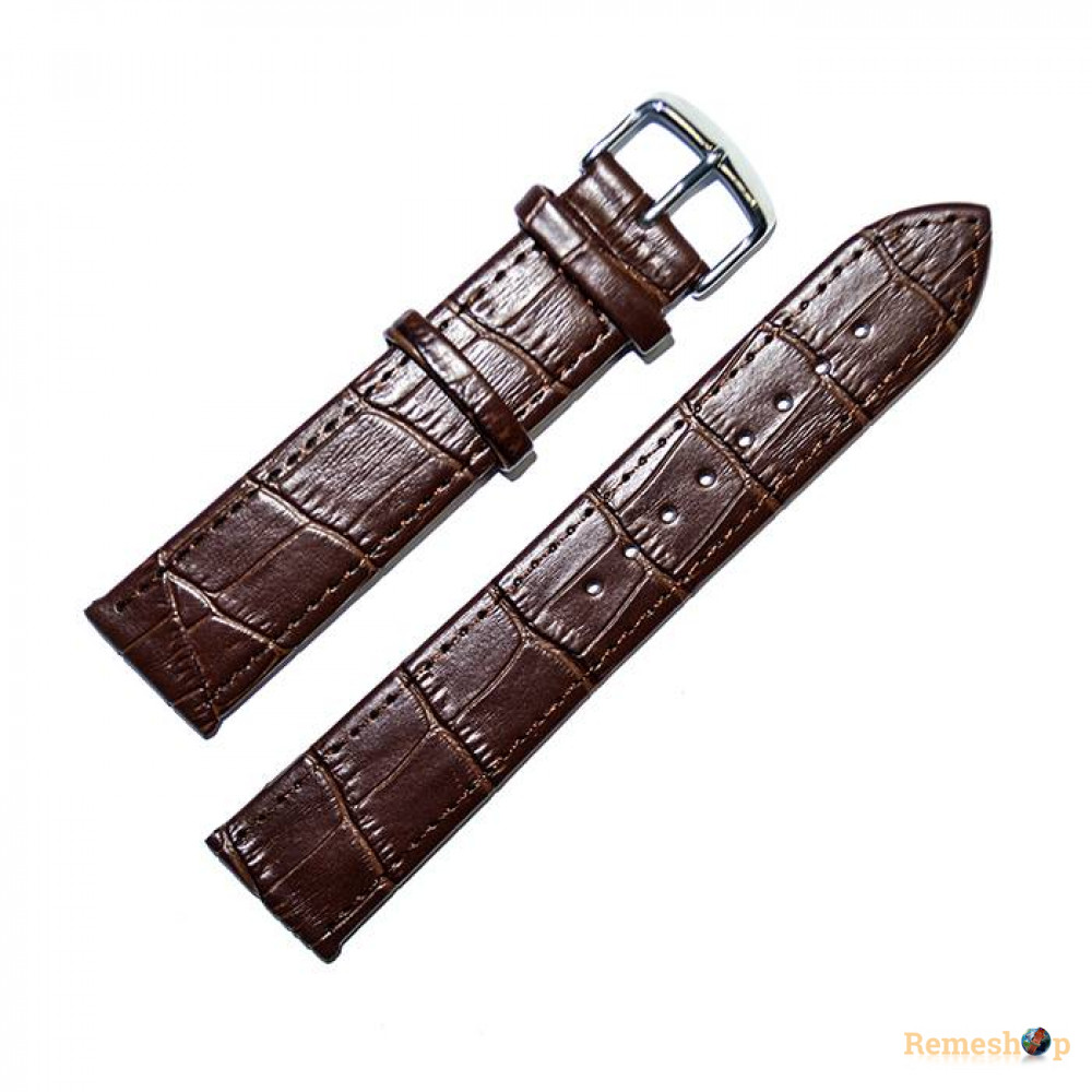 Ремешок кожаный Slava® 82XL коричневый-темный 22 мм