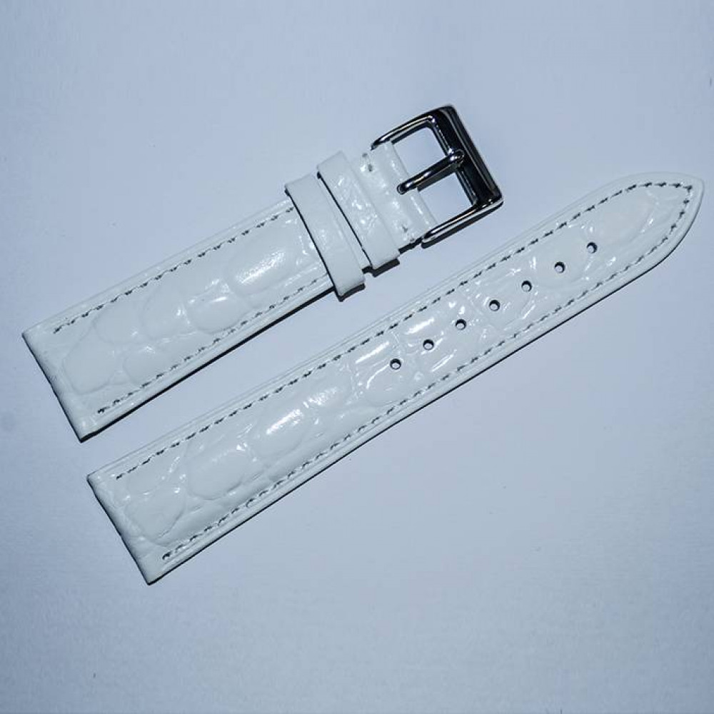 Белый кожаный ремешок для часов  Slava® L002 4748 22мм