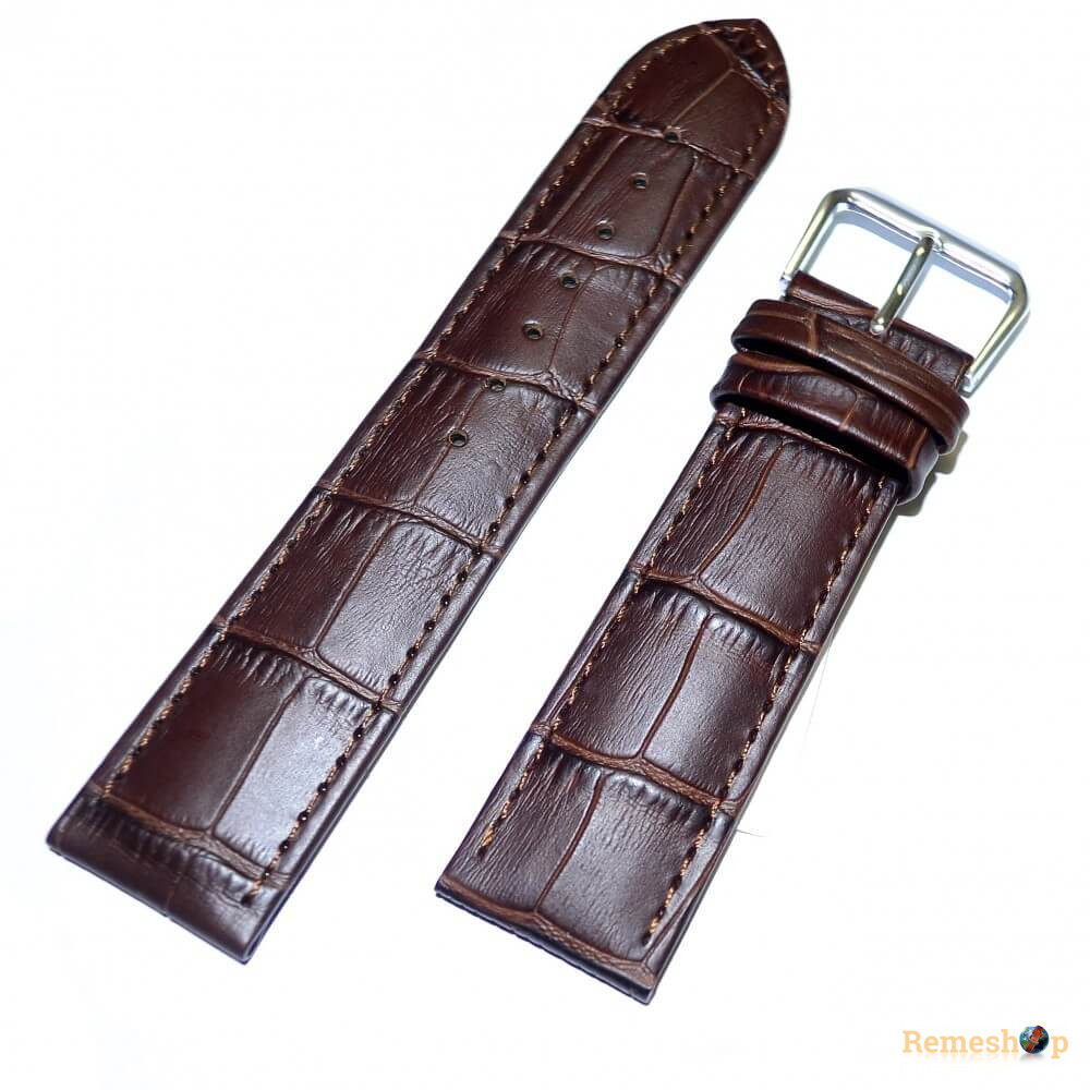Ремешок кожаный Slava® 305 коричневый-темный 24 мм