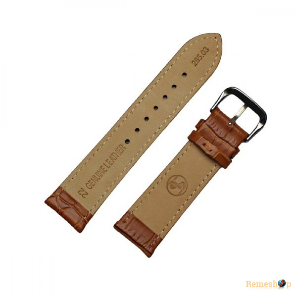 Ремінець шкіряний Slava® 285 світло-коричневий 22мм