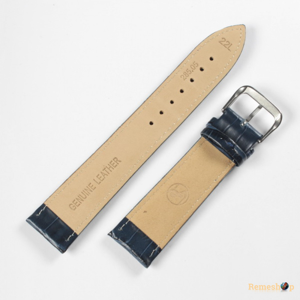 Ремінець шкіряний Slava® 285L синій 22мм