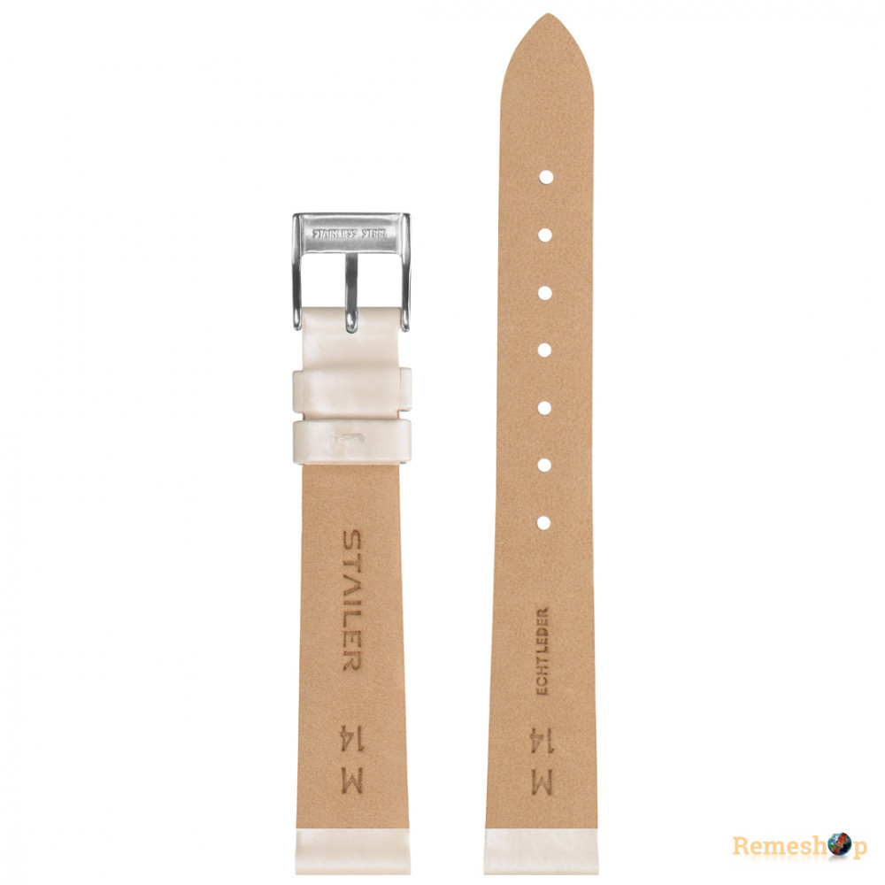 Ремінець шкіряний Stailer 124S-1401 срібний 14мм